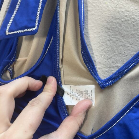 J.Crew One Piece Shoulder Tie Swimsuit Women's SZ 2 XS Blue Bathing Suit - Picture 6 of 7